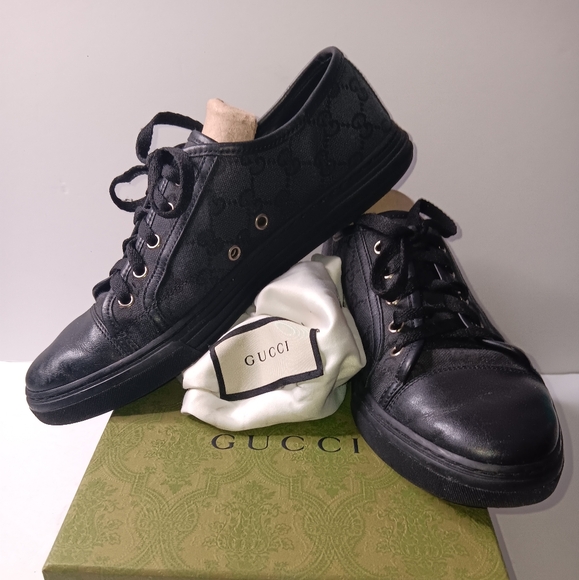 Gucci GG Canvas Low 'Grey Black - Picture 1 of 12